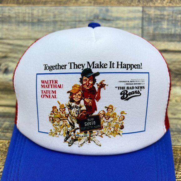 The Bad News Bears Unisex Trucker Hat Blue Snapback 70s Baseball Comedy Cap - Picture 3 of 8